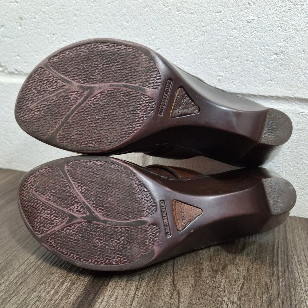 Born Women's Size 7M Brown Leather Wedge Clogs Buckle Slip On Mules W61738 38EU - Picture 8 of 8